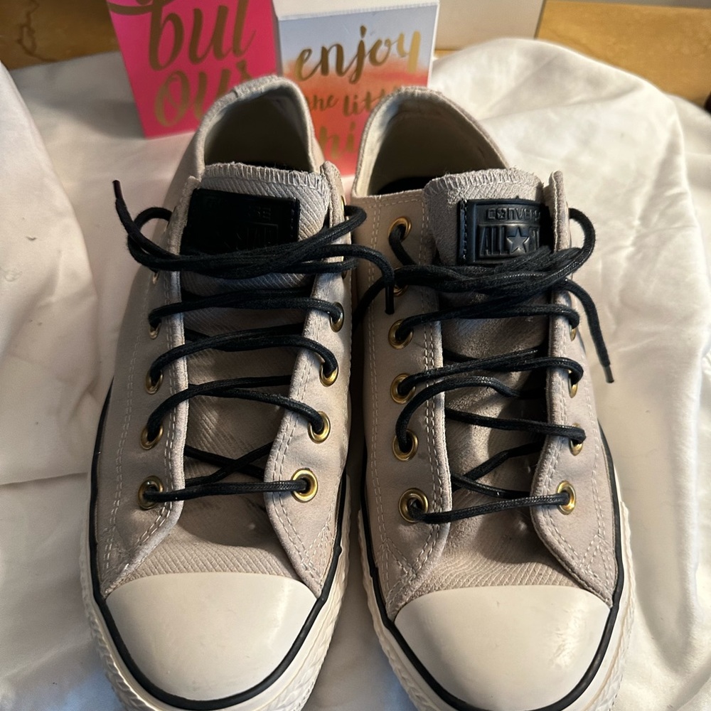Converse Tan Sneakers with leather laces! They are in perfect condition!